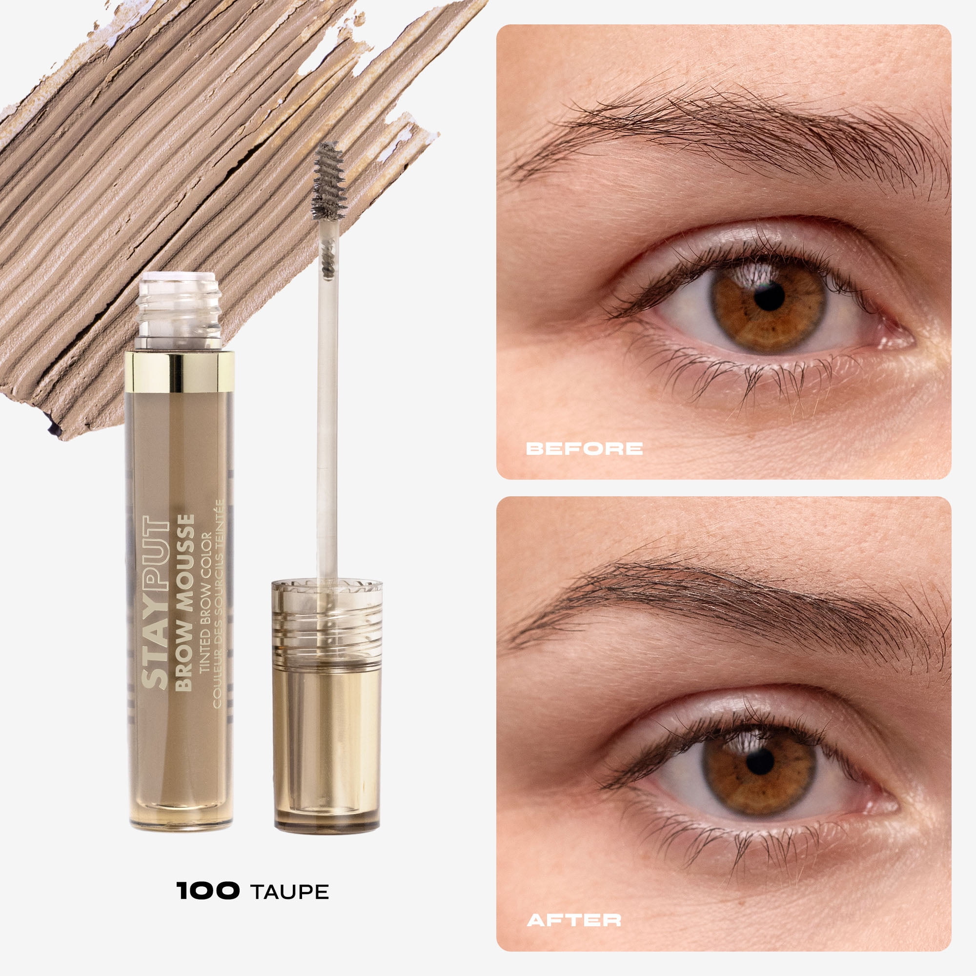 Milani Stay Put Brow Mousse Tinted Brow Color, Taupe, 0.10 fl oz