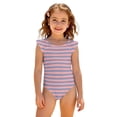 thumbnail image 3 of Abcomgle 3t Swimsuit Girls Ruffled Stretchy One Piece Girls Swimsuit Cute Striped Bathing Suits for Girls, 3 of 7