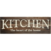 Kitchen The Heart Of The Home Rustic Wood Wall Sign 6x18 (Brown Unframed)