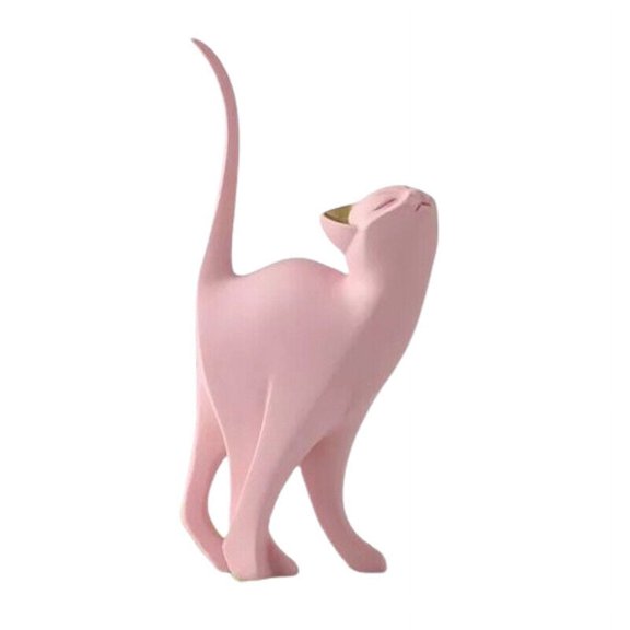 WEISIPU Resin Pink Cat Statue Figurines Bookshelf Desktop Ornament Creative Sculpture Home Decor