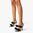 thumbnail image 5 of FSJ Women Sexy Two Bows Open Toe Mules Stiletto High Heel Slip On Party Evening Prom Dress Slides Shoes Size 10 Black, 5 of 5