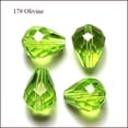 thumbnail image 1 of Imitation Austrian Crystal Beads Grade AAA K9 Glass Faceted Drop Yellow Green 6x8mm Hole: 0.7~0.9mm, 1 of 1