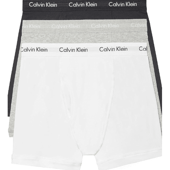 Calvin Klein Men's White, Black, Grey Heather Cotton Stretch 3-Pack Boxer Brief, XL