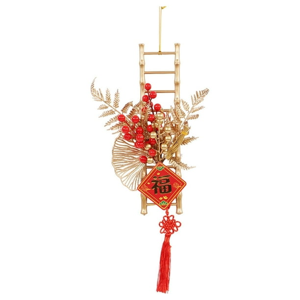 Adorno de puerta del Festival de Primavera, colgante de año chino con borla decorativa roja Estilo C