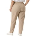 thumbnail image 4 of DARING DIVA Women's Plus Straight Leg Elastic Loose Pockets Trousers Khaki 4X, 4 of 6