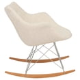 thumbnail image 4 of Modern Upholstered Rocking Chair – Small Accent Chair for Nursery, Kids, or Living Room | Nursing Chair with Curved Back & Wood Rocker Legs, Beige, 4 of 7