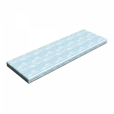 

Harbour Stripe Bench Pad Soft Toned Nautical Uniform Brushstroke Simplistic Lines Theme HR Foam Cushion with Decorative Fabric Cover 45 x 15 x 2 Pale Blue White by Ambesonne