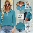 thumbnail image 4 of VDJ Women's T Shirts V Neck 3/4 Sleeve Quarter Zip Collared Tops Mint Polo Shirts Summer Fall Tees Size 3XL, 4 of 7