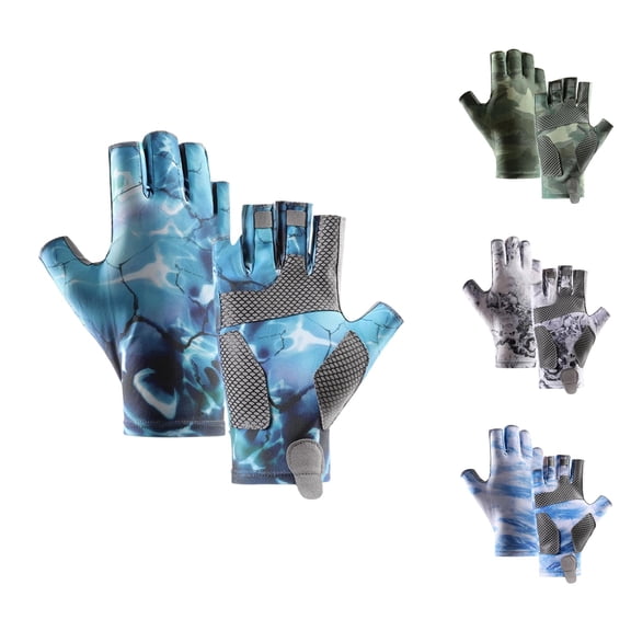 VOUZZA Fishing Gloves Ice Silk Half Finger Non Wear Resistant Cooling Sport Mit