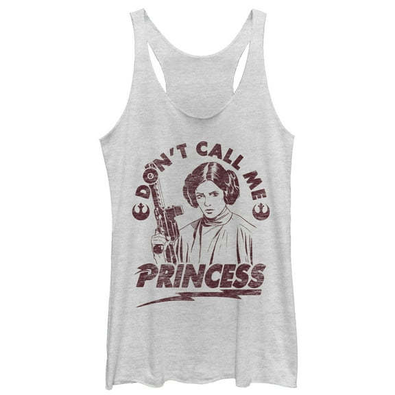 Women's Star Wars Leia Don't Call Me Princess Racerback Tank Top White Heather Small