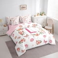 thumbnail image 3 of Homewish Monogrammed L Theme 7 Pieces Bedding Comforter Set,Flying Butterfly Lovely Floral Full Bedding Set,Pink White Fitted Sheet Flat Sheet For Girl Teens,Ultra Soft Bedroom Decor Reversible, 3 of 8