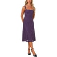 thumbnail image 4 of INSPIRE CHIC Women's Lace Prom Dress Straps Square Neck Sleeveless Formal Evening Cocktail Midi Dresses M Purple, 4 of 4