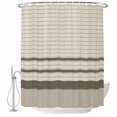 thumbnail image 2 of Brown Beige Striped Shower Curtains for Bathroom, Farmhouse Stripes Cottagecore Waterproof Fabric Shower Curtain, Decorative Bathroom Curtain for Bathtub, 72"x72", No Hooks Included, 2 of 9