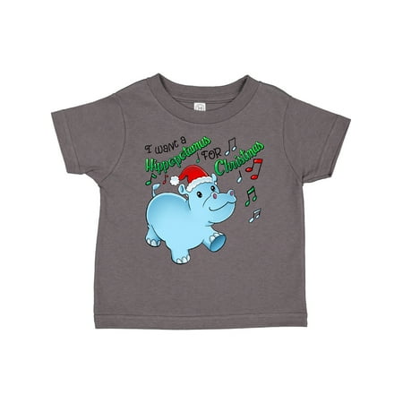 

Inktastic I Want a Hippopotamus for Christmas Hippo in Santa Hat Boys or Girls Toddler T-Shirt