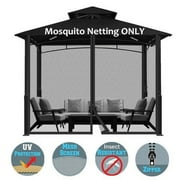TOPCHANCES Gazebo Universal Replacement Mosquito Netting - Outdoor Gazebo Canopy 4-Panel Screen Walls with Zipper for 10' x 12' Gazebo (Mosquito Net Only)