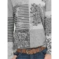 thumbnail image 4 of FASHIONWT Women Striped Flower Activewear Sweatershirt Long Sleeve Crew Neck Pullover T-Shirt, 4 of 4