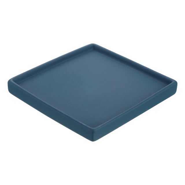 Platos para macetas de 6.7 pulgadas, bandeja cuadrada de cerámica para flores de interior, azul oscuro
