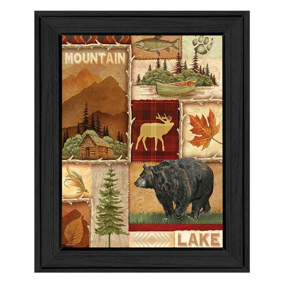 Lodge Collage I by Ed Wargo Framed Print Wall Art Wood Multi-Color