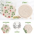 thumbnail image 4 of Haosy Set of 6 Drink Woven Coaster with Holder Heat Resistant Non-Slip Bar Coasters 4 Inches Frog Strawberries Heart Leaf, 4 of 7
