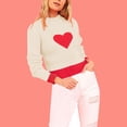 thumbnail image 2 of Valentines Sweaters for Women Heart Print Turtleneck Knit Sweater Fitted Long Sleeve Pullover Base Layer for Winter Beige L, 2 of 3
