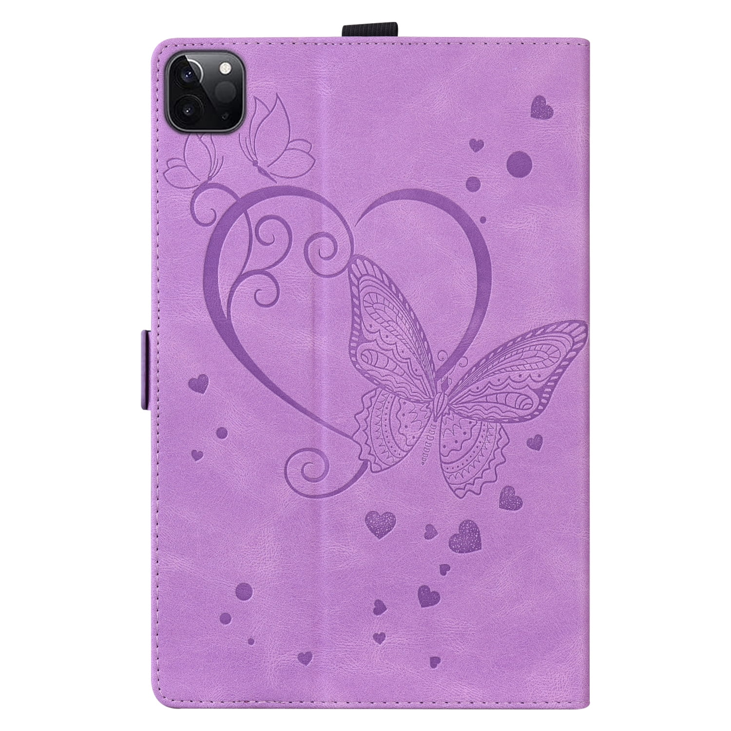 Allytechgroup iPad Pro 11 M4 2024 Case, PU Leather Folio Stand Bumper Anti-Scratch Kickstand Butterfly Embossed Shockproof Slim Fit Pencil Holder Case Cover for Apple iPad Pro 11" 2024, Purple