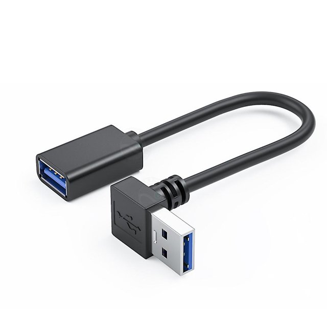 Cable de extensión USB 3.0 compacto con curvatura de 90 grados, adecuado para varios dispositivos, 0,3 m, curva hacia arriba