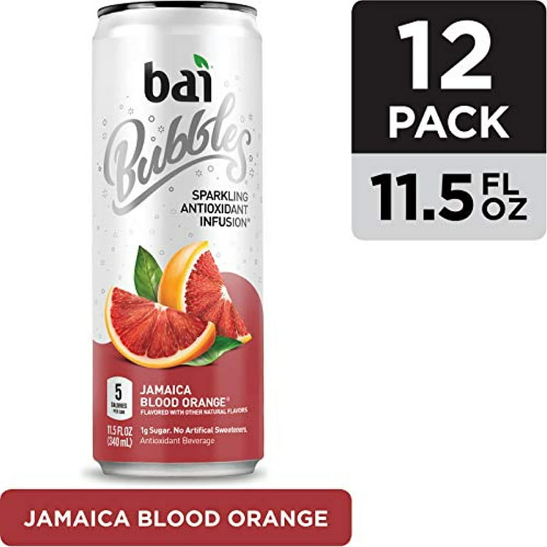 Bai Bubbles, Sparkling Water, Jamaica Blood Orange, Antioxidant Infused  Drinks, 11.5 Fluid Ounce Cans, 12 count 