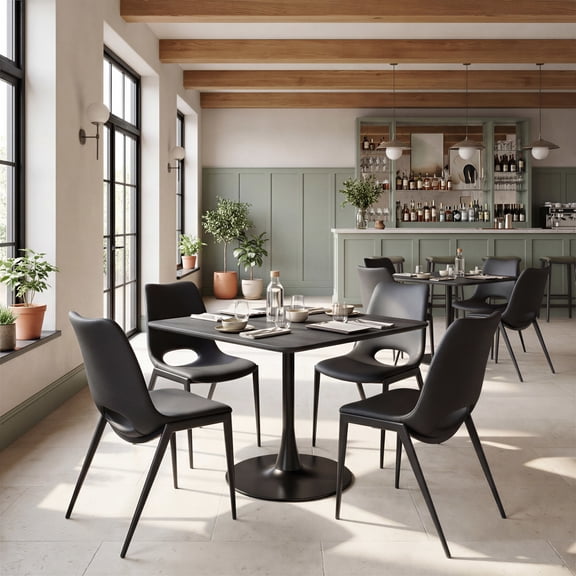Desi Armless Dining Chair Black Dining Chair, Modern Style, Stackable for space saving storage, Plywood, Indoor Dining