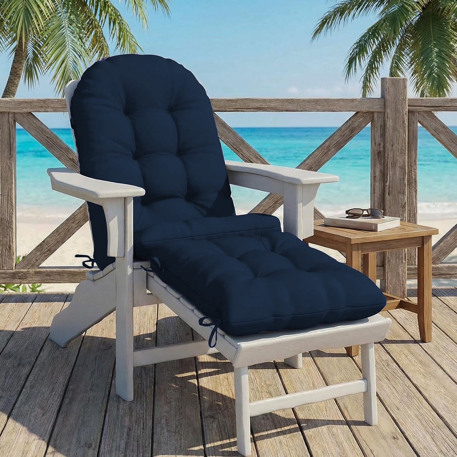 HONEY HOME Outdoor Adirondack Chair Cushions, 44x19x4 inch Waterproof Rocking Chair Cushion and 17x19 Ottoman pad for Patio, Garden