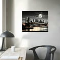 thumbnail image 3 of JRXY Brooklyn Bridge Night View 1 Panels Landscape Artwork Canvas Prints Moon Night New York City Scene Picture Paintings Black and white Wall Art for Home Decorations Wall Decor 20x16in, 3 of 4