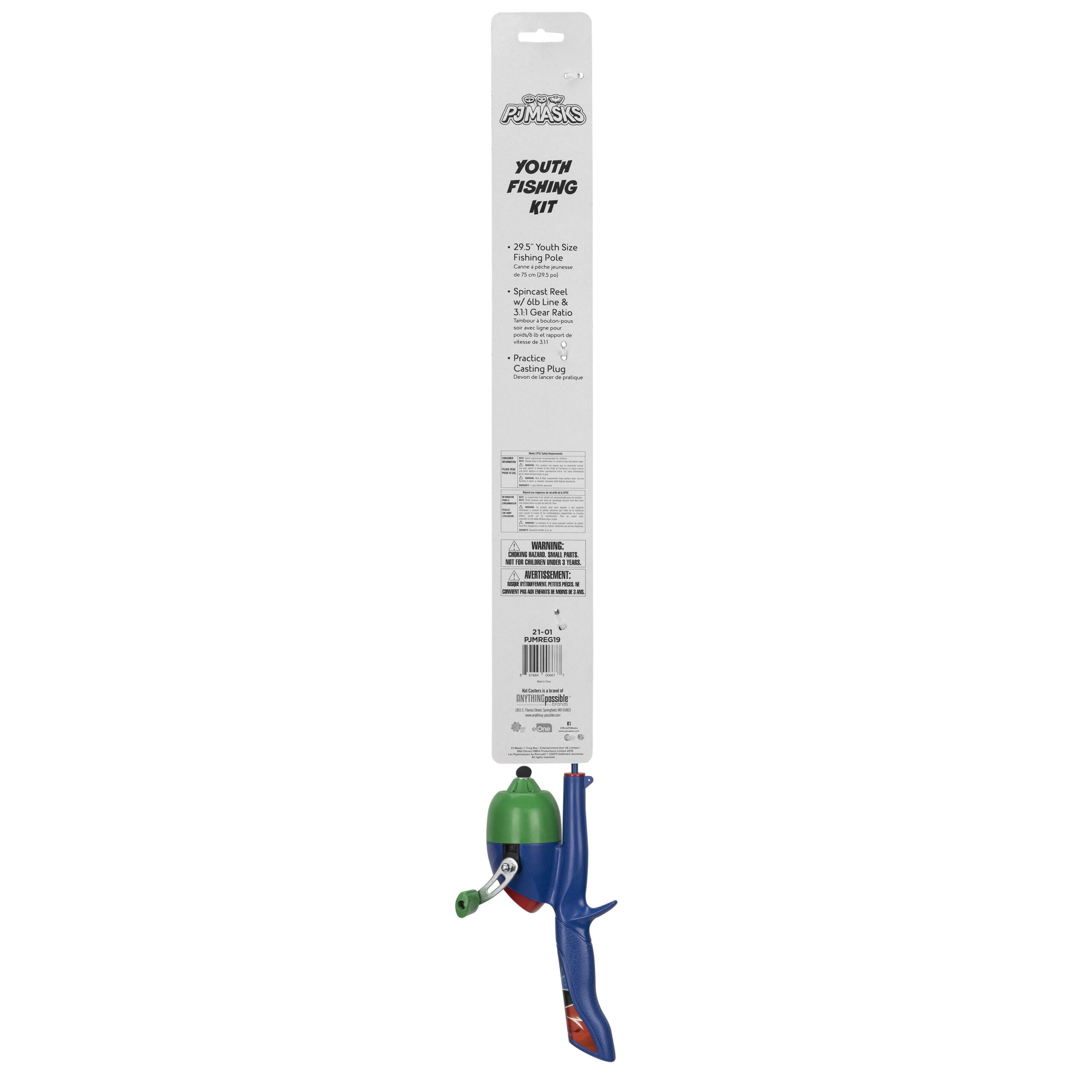 Kid Casters PJ Masks Fiberglass Spincast Combo Fishing Pole and Reel