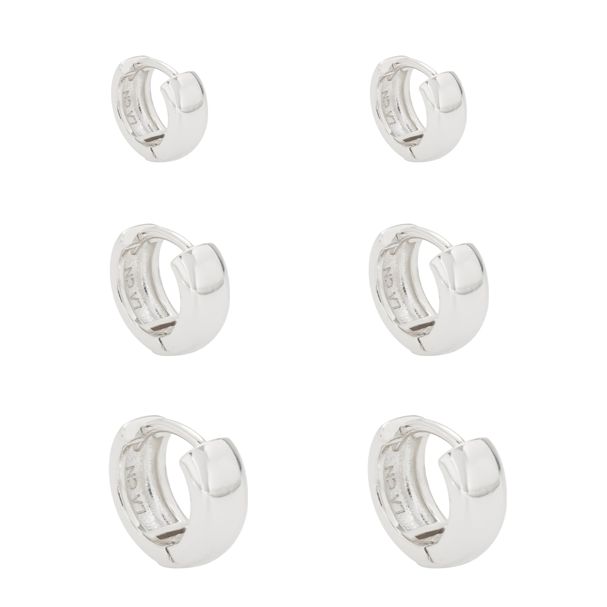 Free Assembly Women's Demi Fine Silver Plated Hoop Earring Set, 3-Pairs
