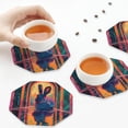 thumbnail image 6 of Bingfone Vintage Neon Rabbit In Archway Leather Drinks Coasters with Set of 6,Suitable for Home Kitchen,Coffee Cup Coasters Home Gift, 6 of 7