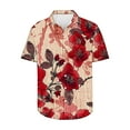 thumbnail image 3 of Txeol Mens Hawaiian Shirts - Short Sleeve Button Down, Vibrant Palmshadow Print for a Fresh, Fun Look Holiday Deals,Red,M, 3 of 5