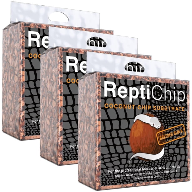 Sustrato de chips de coco ReptiChip 68L para reptiles (paquete de 3)