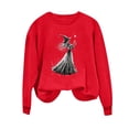 thumbnail image 2 of CLOISE Sweatshirts for Women Graphic Halloween Fleece Lining Crew Neck Trendy Pullover Witch Long Sleeve Tops Fall Winter Slim Clothes for Daily Wear Red L, 2 of 5