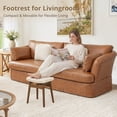 thumbnail image 3 of Carolayne Vintage Vanity Stool, Upholstered Non-Slip, Linen with Brown Legs, 3 of 7
