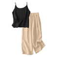 thumbnail image 4 of XXWXYD Cotton Linen Sets for Girls 2 Piece Outfits Spaghetti Strap Tank Tops Matching Wide Leg Pants Kids Summer Casual Linen Set, 4 of 5