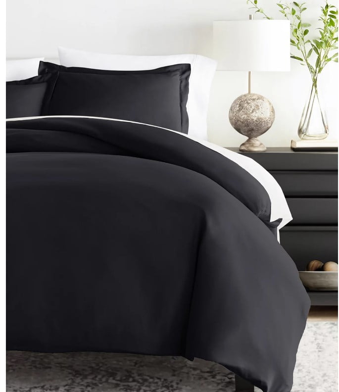 Ienjoy Home Soft Solid 3-pc Duvet Cover Set-Full/Queen -Black
