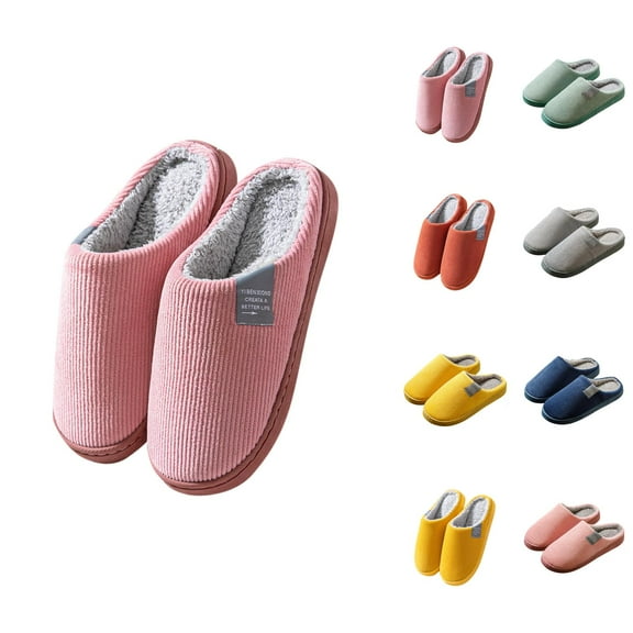 Slippers for Women Men 2025 Fall Winter Fleece Lined Soft Warm Comfort Slip On Slides Indoor House Slippers