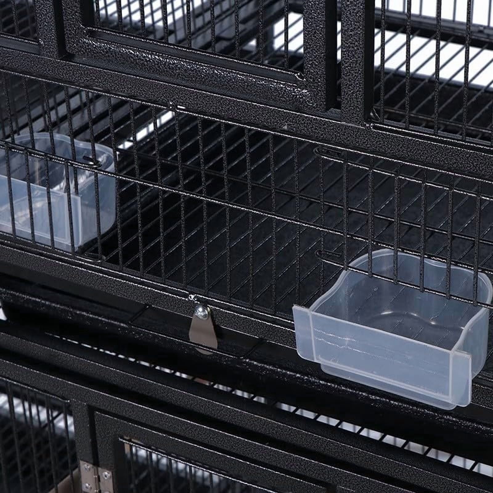 41 Inch Divided Breeding Flight Bird Cage with Rolling Stand. Detachable Breeder Parakeet Cage with Perches Food Boxes Slide-Out Tray. Large Bird Cages for Parrots Parakeet  Cockatiel Lovebird