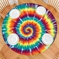 thumbnail image 2 of Colorful Rainbow Tie Dye Spiral Pattern Round Fitted Tablecloth with Elastic Edge,Dining Table Cover Waterproof,Outdoor Round Tablecloth for Camping,Dining,Indoor and Outdoor, 2 of 7