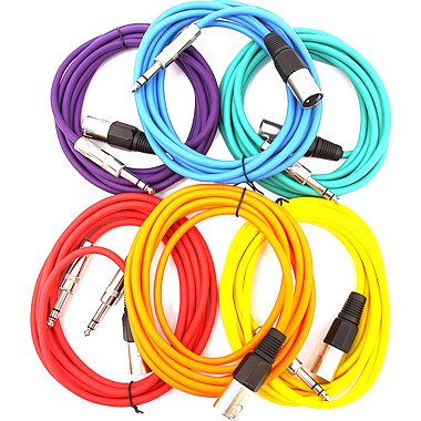 Seismic Audio Satrxl M10 6 Pack Of Multiple Colors 10 Foot Xlr Male To Trs Patch Cables Walmart Com Walmart Com
