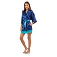 thumbnail image 2 of Ashford & Brooks Women's Satin Kimono Bridesmaid Short Robe - Silky Bathrobe with Pockets, 2 of 5