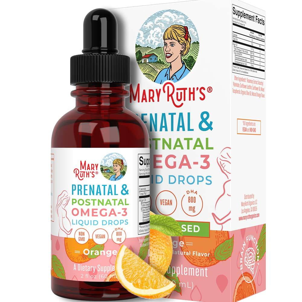 Prenatal & Postnatal Omega3 Liquid Drops by MaryRuth's 800mg DHA