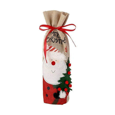 

EUDIDV Christmas Decorations wine bottle organizer Christmas Cloth Old Man Snowman Wine Cover Dining Table Wine Bottle Bag Wine Bag Christmas Wine Bottle Cover Decorations