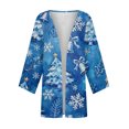 thumbnail image 6 of Women's Casual and Fashionable Christmas Printed Lightweight Mid-Length Jacket Cardigan, for Spring and Fall Wear,Blue,M, 6 of 7