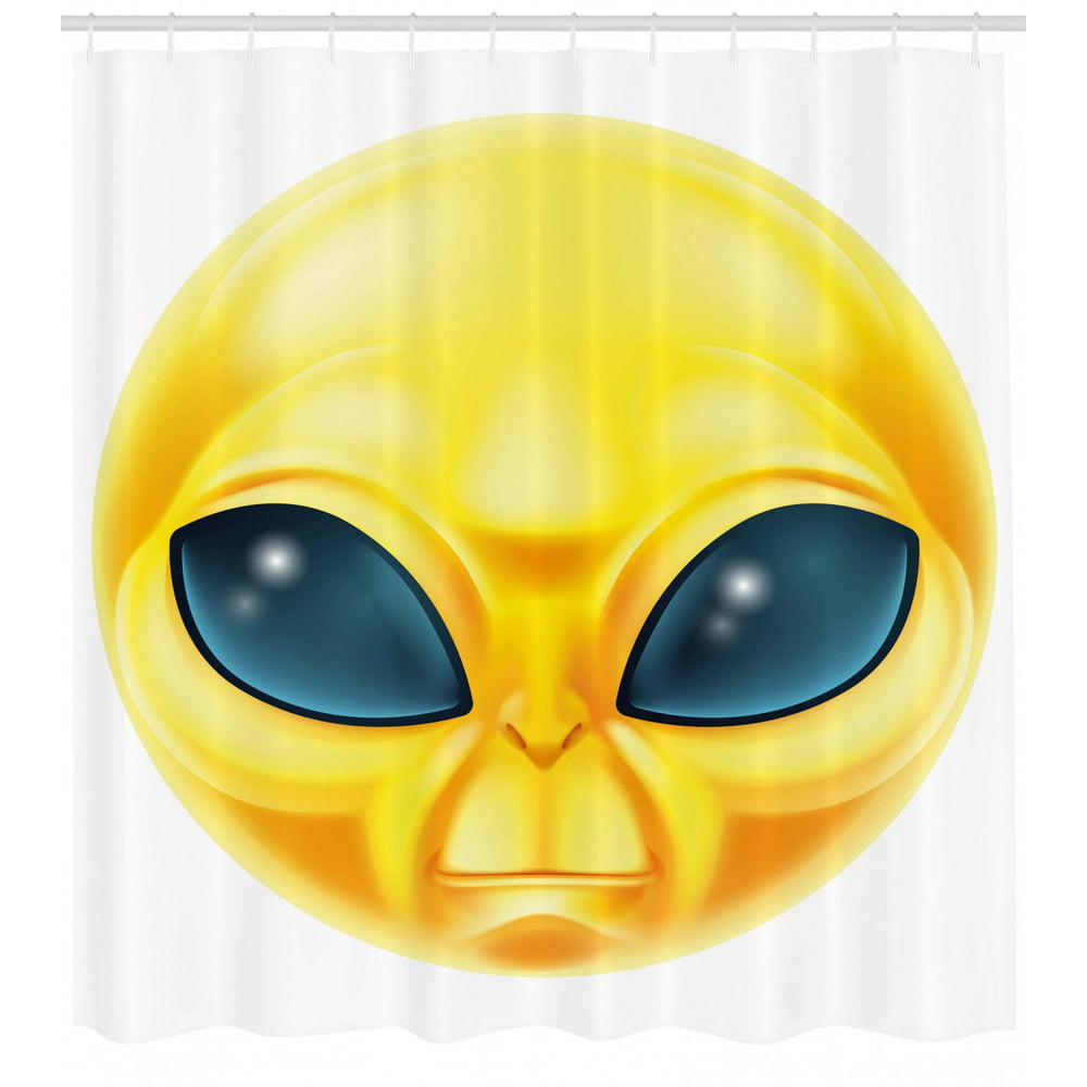 Emoji Shower Curtain Alien Smiley Face With Big Eyes