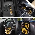 thumbnail image 3 of Jeiento Sunflower 12 PCS Car Seat Cover Full Set, with Steering Wheel Cover Seat Belt Strap Cover Trash Cans Brown Cow Print Cup Coaster Keychain Air Vent Storage Bag Universal Fit for Sedan Van, 3 of 7