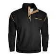 thumbnail image 4 of Zip Up Hoodie Men Quarter Zip Hoodie Stand Collar Lined Long Sleeve Pullover Mens Sweatshirts Black L, 4 of 7